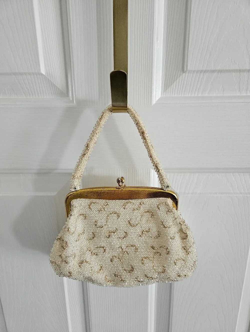 Vintage 40s Corde By Lumured Beaded Evening Bag Purse With Kisslock Closure - Picture 2 of 11